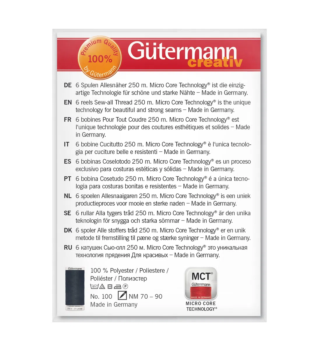 Gütermann creativ Nähfaden-Set mit 6 Spulen Allesnäher 250 m in Schwarz und Weiß 734000-6