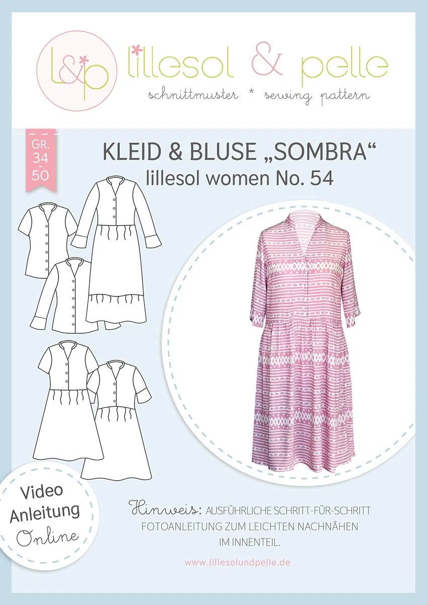lillesol & pelle Schnittmuster lillesol Women No.54 Kleid & Bluse Sombra in Größe 34-50 zum Nähen mit Foto-Anleitung und Video