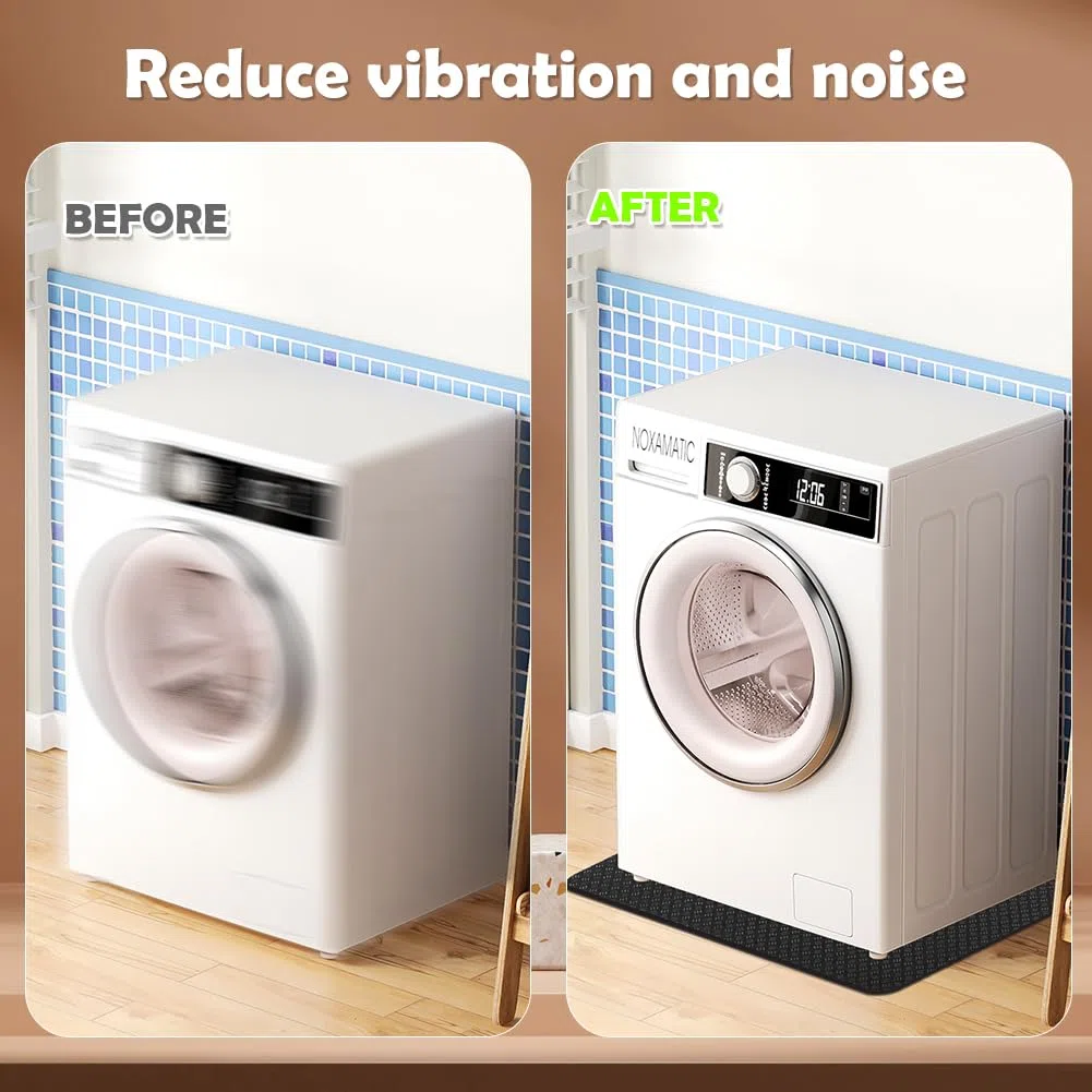 Waschmaschinen Antivibrationsmatte Silikon 60x60cm, Doppelseitig rutschfest Waschmaschinenmatte Kühlschrankmatte, Wasserdicht Bodenschutzmatte für Trockner, Waschmaschine & Kühlschrank
