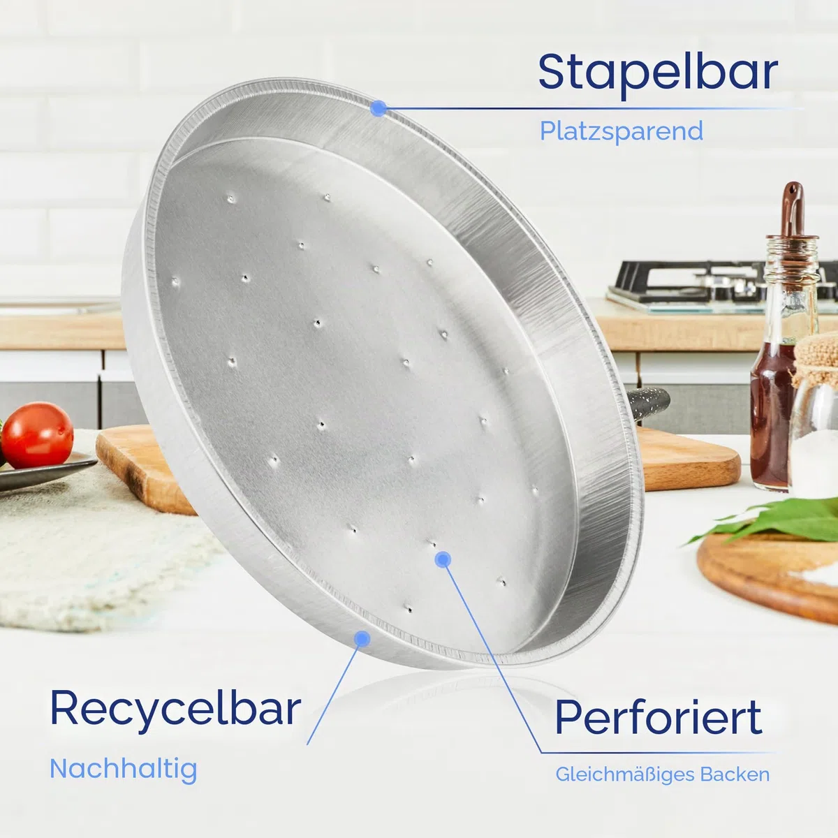 Coppice Flache gelochte Alu-Pieformen – Runde Backformen für Kuchen, Quiche & Tarte | Ø 18 cm x 2 cm | Ofen-, Mikrowellen-, Airfryer- & Gefriergeeignet | 10 Stück