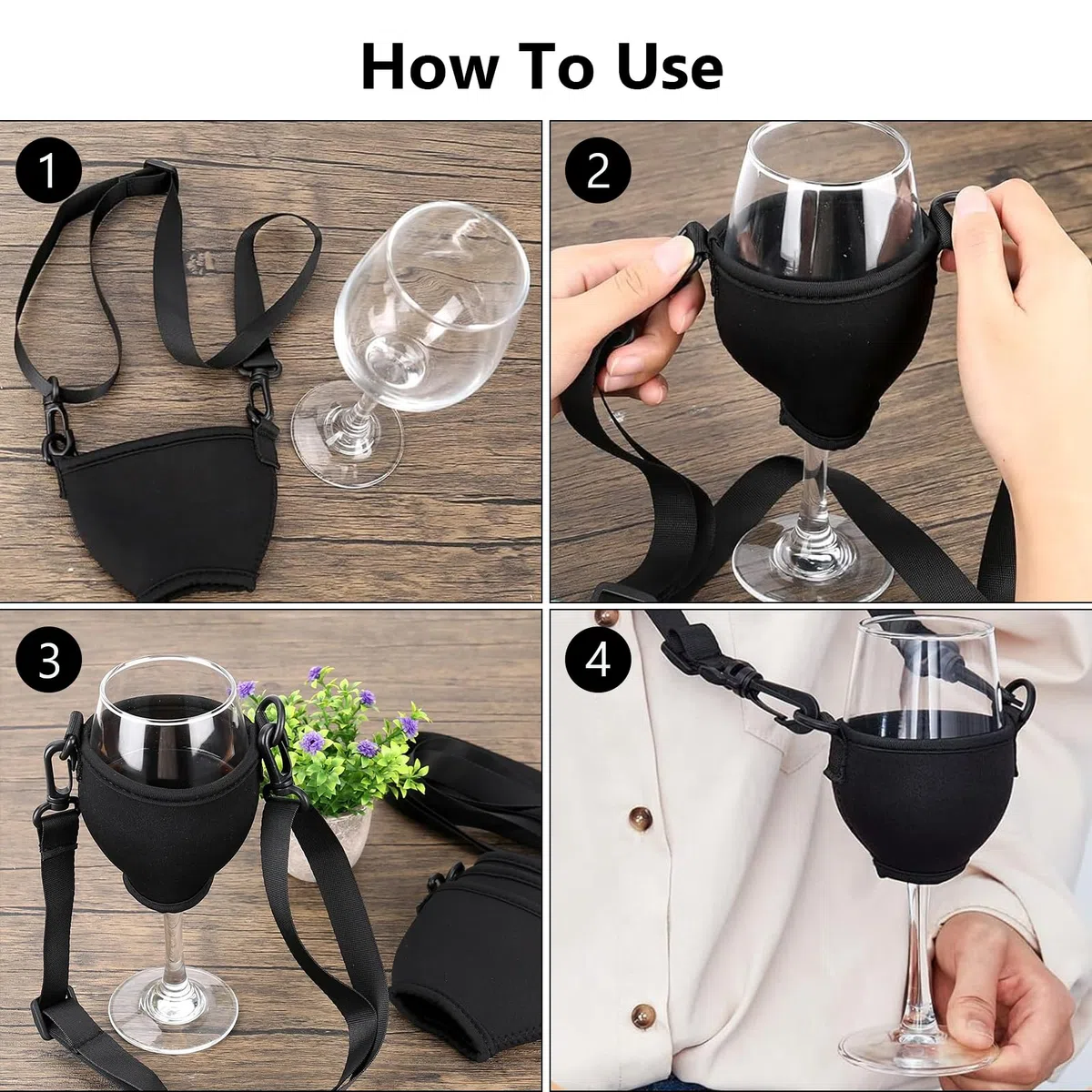 6 Stück Weinglashalter Zum Umhängen, Tragbar, Festival Wine Glass Holder, Stoff Für Den Hals, Wein Für Weihnachten, Weinfest, Hochzeit, Geburtstag, Party, Picknicks