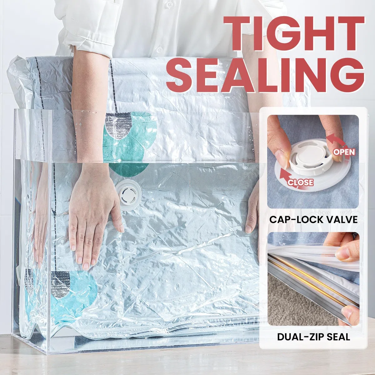 TAILI Vakuumbeutel für Bettdecken 4 Stück Super Groß 120 X 100 CM Vakuumierbeutel für Kleidung, Decke, Bettwäsche, Platz Sparen Aufbewahrungsbeutel für Reisen Und Tägliche Aufbewahrung