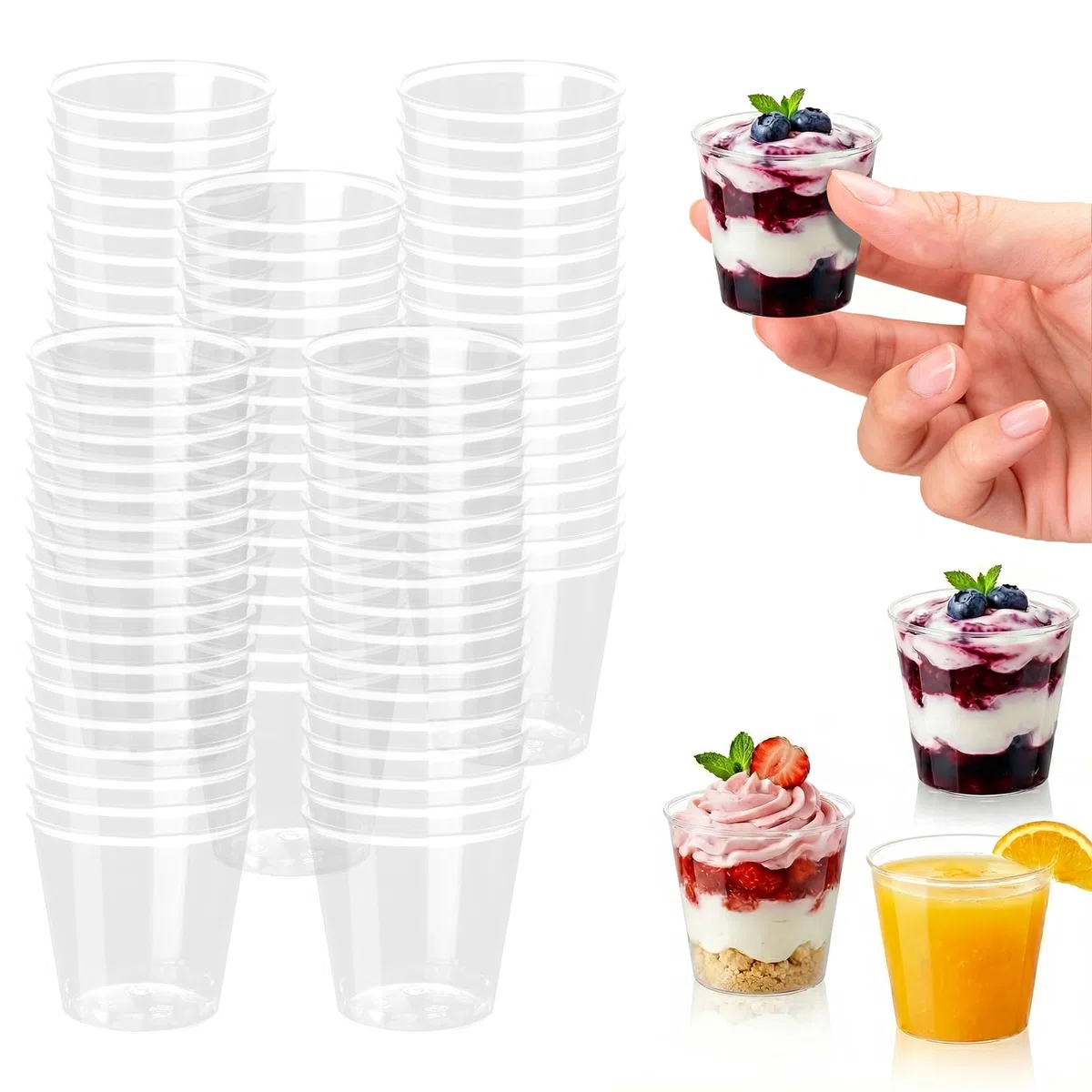 150 Stück Plastikbecher, 3cl/30ml Schnapsgläser Plastik aus PS Material, Shotgläser Transparente, Schnapsbecher Wiederverwendbar, Shot Becher für Party, Spaß, Hochzeiten