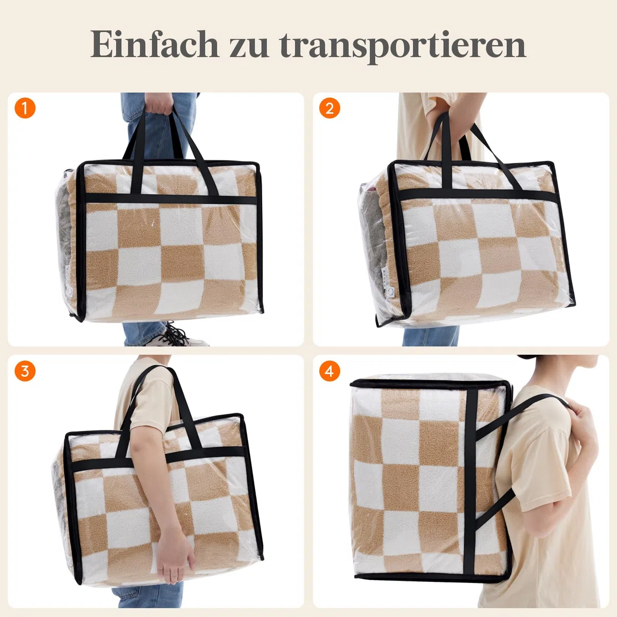 Lifewit 3 Stück Transparente Plastik Aufbewahrungstasche, 40L Kleiderschrank Organizer Aufbewahrungsbox mit Deckel Kleideraufbewahrung Umzugskartons mit Verstärkter Griff für Bettdecken, Kleidung