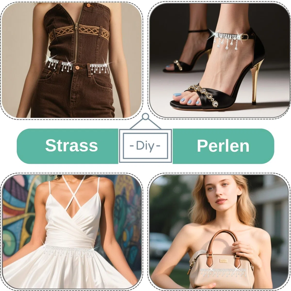 PEARLY JUN 91Cm Die Perlen Kristall-Strass-Kette Zum Nähen von Strassband Zum Aufnähen Nähen Leder Schuhe Strasssteine Tassel Chain DIY Blumenstrauß Dekoration Kleidung Hochzeit Kopfbedeckung
