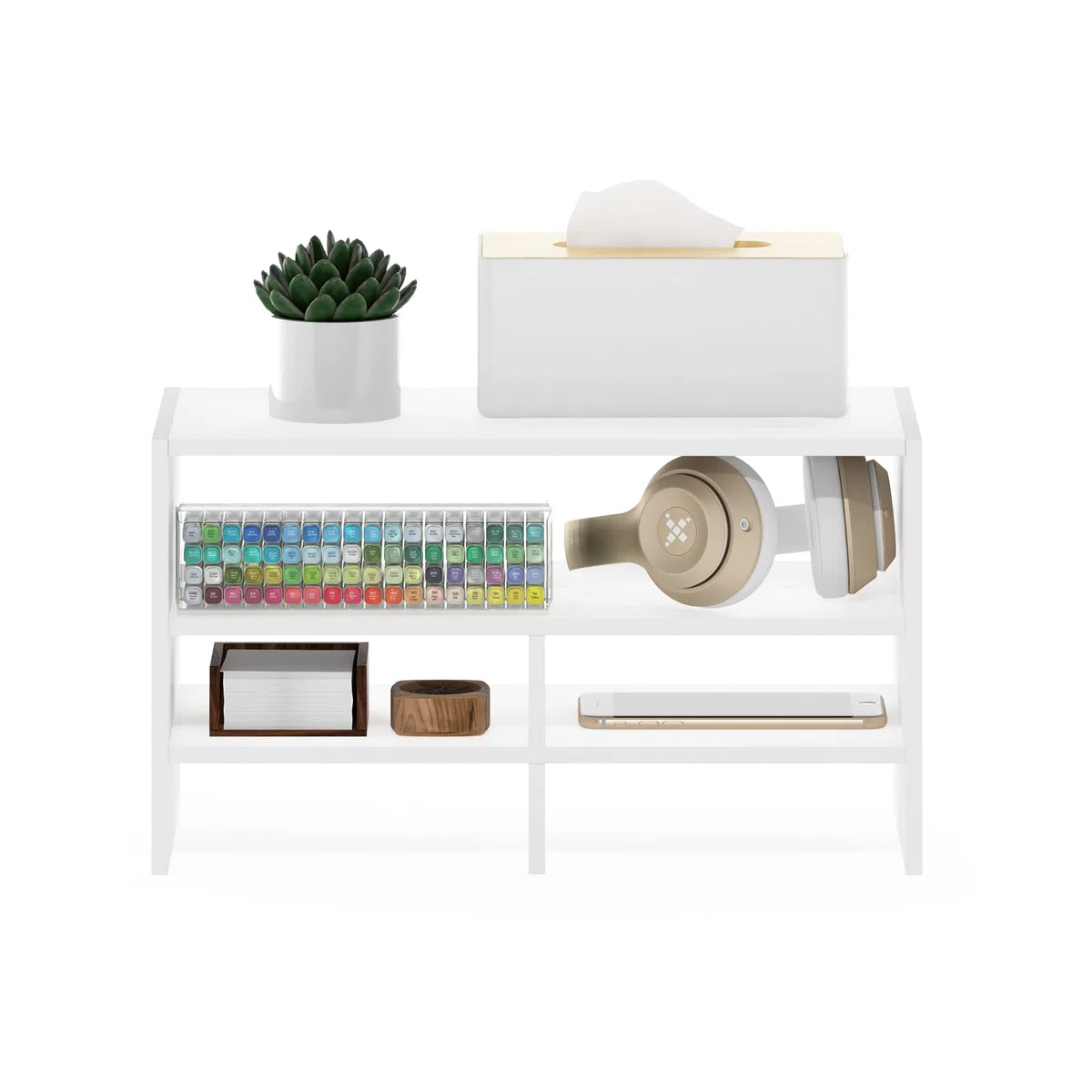Furinno Hermite Schreibtisch-Organizer-Regal, Bücherregal, Weiß