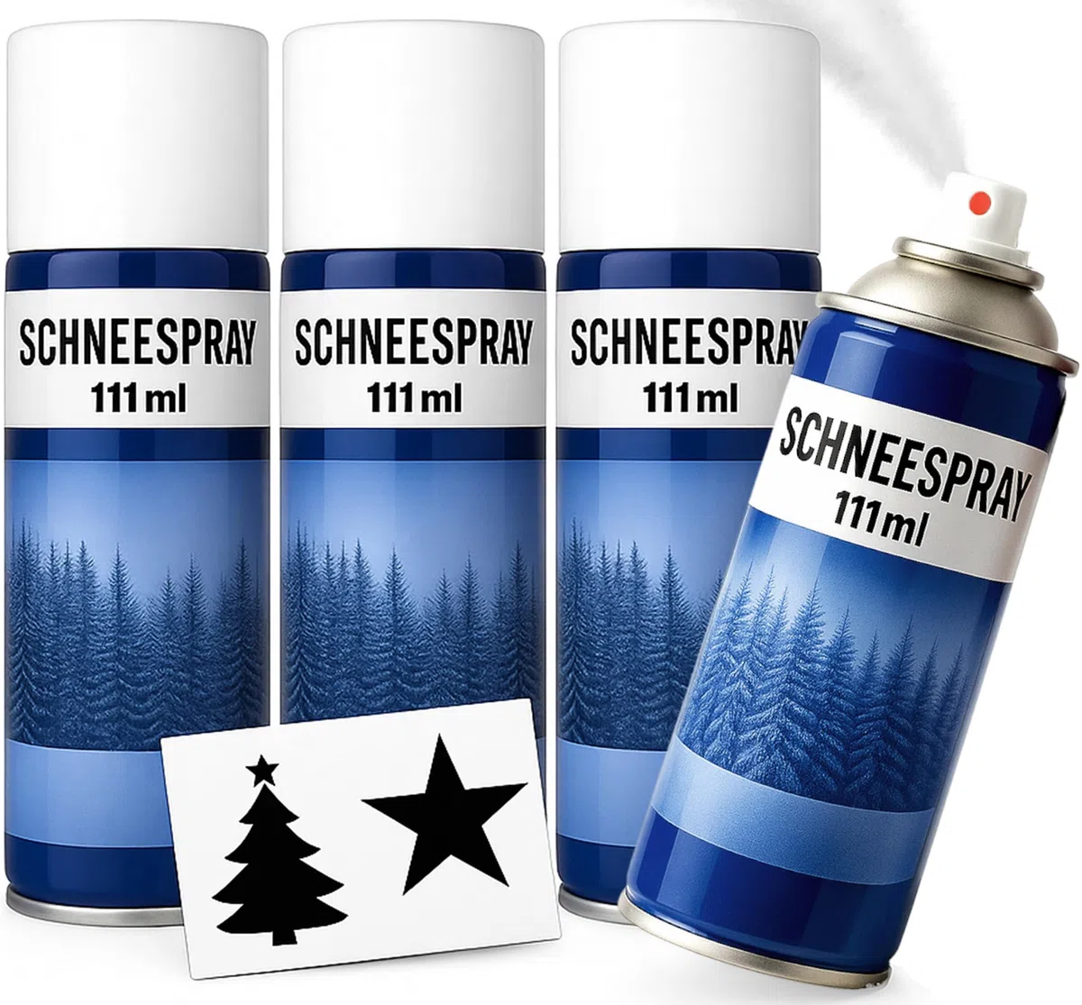 4er Set Kunstschnee - Spraydose 111ml mit Dekoschnee - Schneespray zum Dekorieren zu Weihnachten - Fensterspray Spühschnee - Künstlicher Schnee für die Fenster