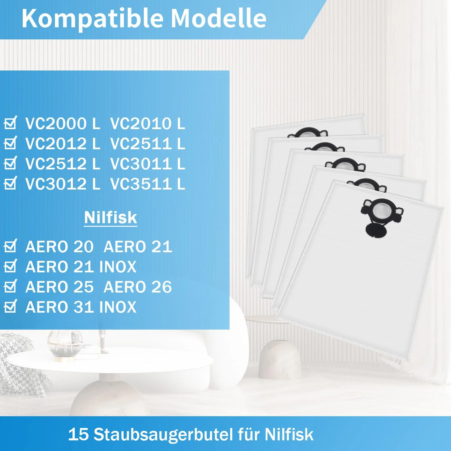 15 Staubsaugerbeutel für Makita VC2512L VC3012L VC2010L VC2012L VC2000L VC3011L VC3511L, Vlies Beutel für Makita P-72899 Filterbeutel Typ DSM 42 - Ersatz Nilfisk staubsaugerbeutel