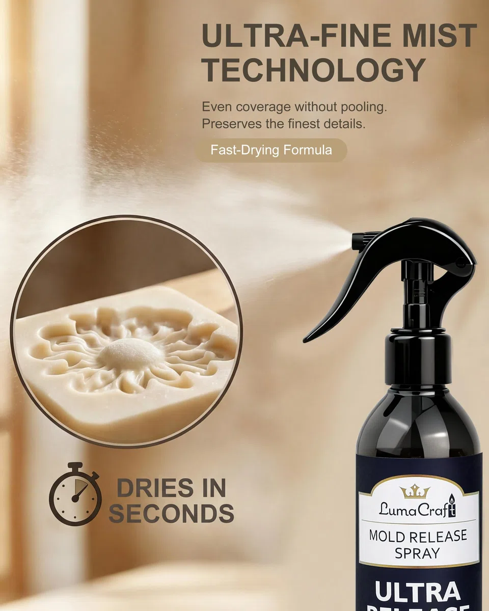 LumaCraft Silicone Trennmittel Spray für Silikonformen, professionell für Guss & Skulptur, schnelltrocknender Feinsprühnebel, wasserlöslich, rückstandsfrei, geruchsneutral 250ML