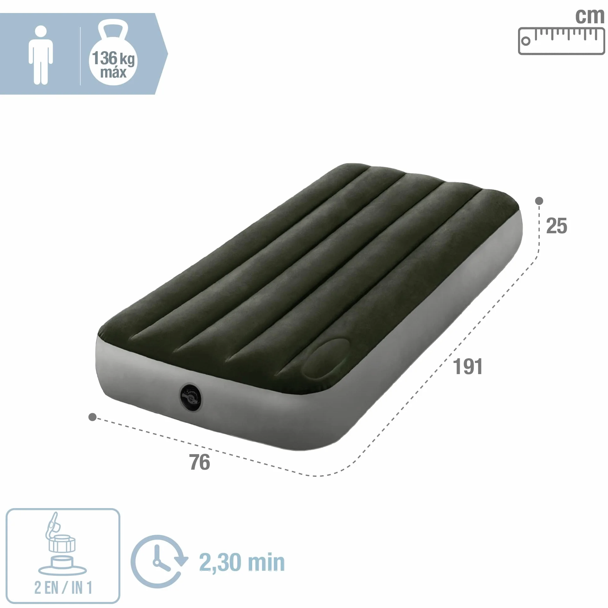 JR. TWIN DURA-BEAM DOWNY AIRBED WITH FOOT BIP