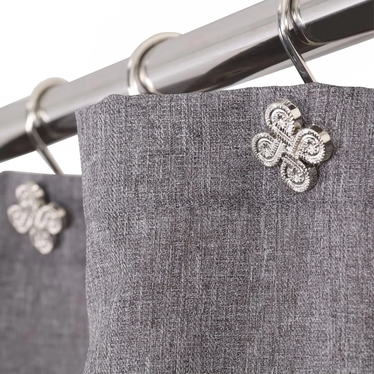 Duschvorhangringe Silber Ringe Duschvorhang Haken: Nickel Metall Duschringe für Duschvorhangstange - Dekorative Blume Klee Duschringe Vorhanghaken Aufhänger für Badezimmer - 12 Stück