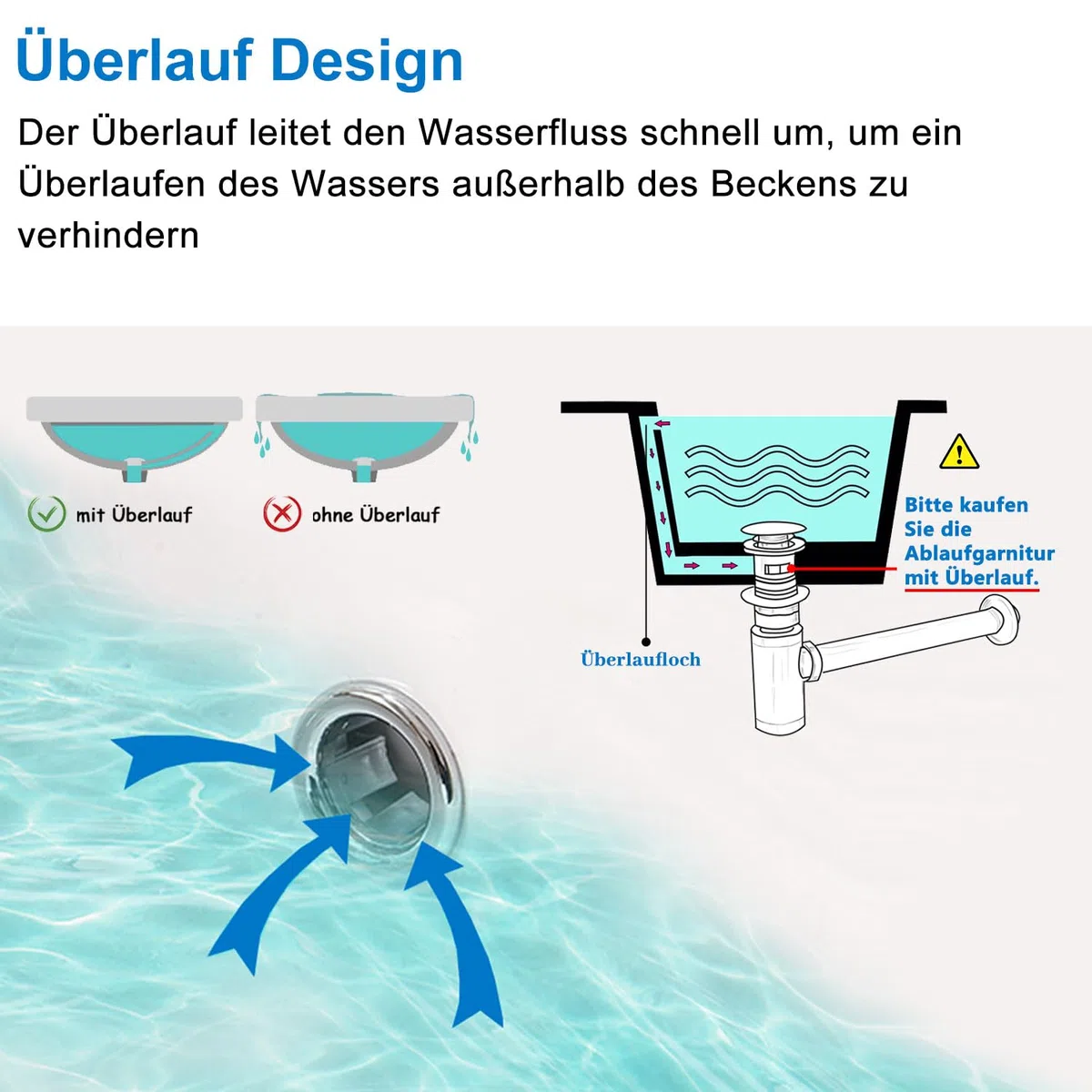 Aica Sanitär Waschtisch mit Unterschrank 100cm Alast Badmöbel Set Hochglanz Anthrazit Waschbecken mit Unterschrank MDF Softclose