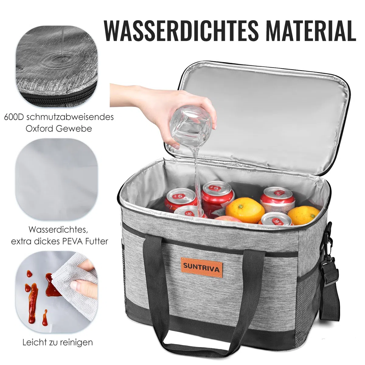 Kühltasche Groß 33L 40 Dosen 14h Kühlung Kühlbox Tragbar Faltbar Isoliertasche Auslaufsicher Cooler Box Thermobox Picknicktasche für Picknick Camping Einkaufen Grillen Familie Büro Auto