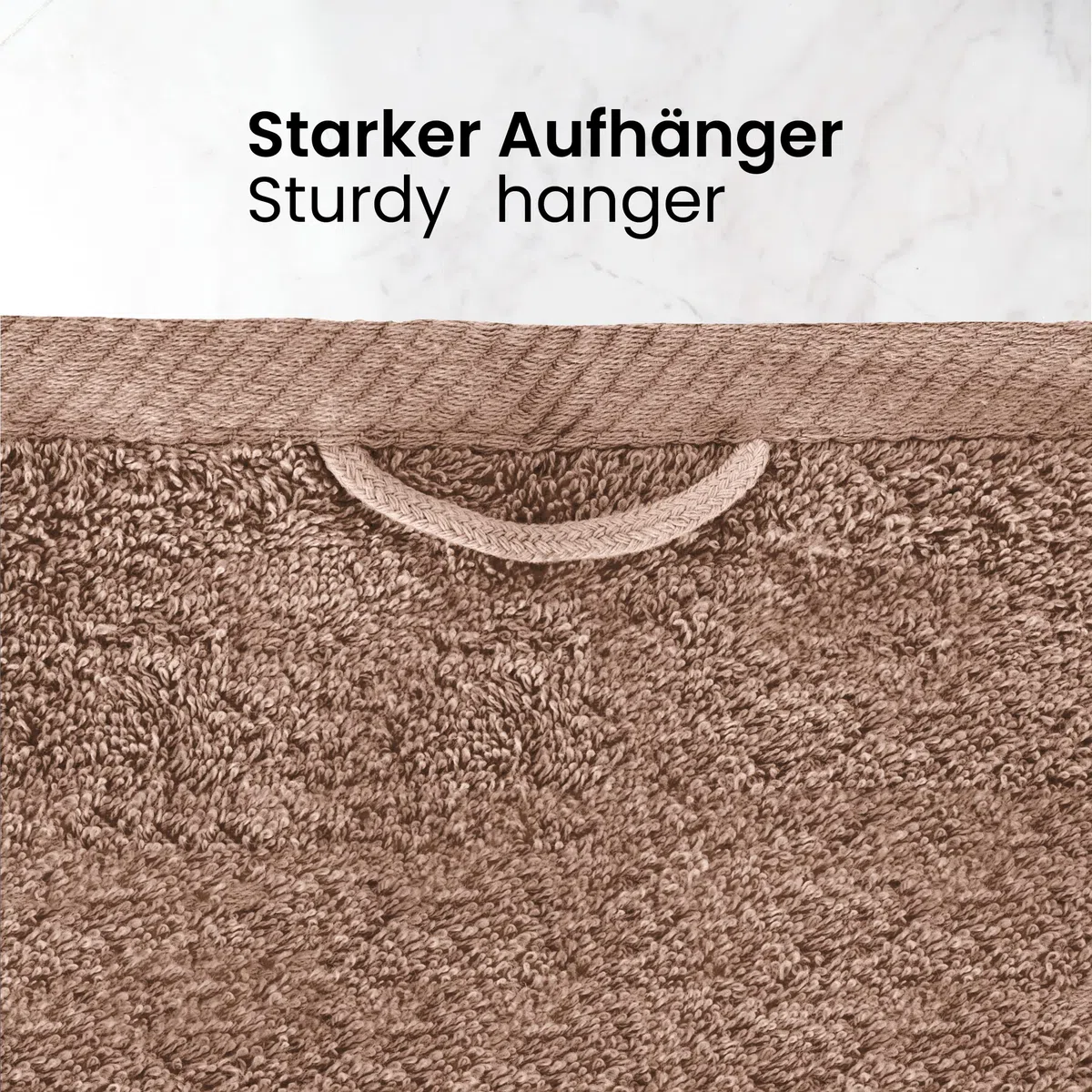 BaSaTex - Handtuch Set für Haushalt & Gäste 4er Pack - Frottee-Handtücher mit Aufhängeschlaufe aus weicher Baumwolle in 50x100cm - Waschtücher für Bad Öko-Tex Standard 100 Zertifiziert - Sandstone