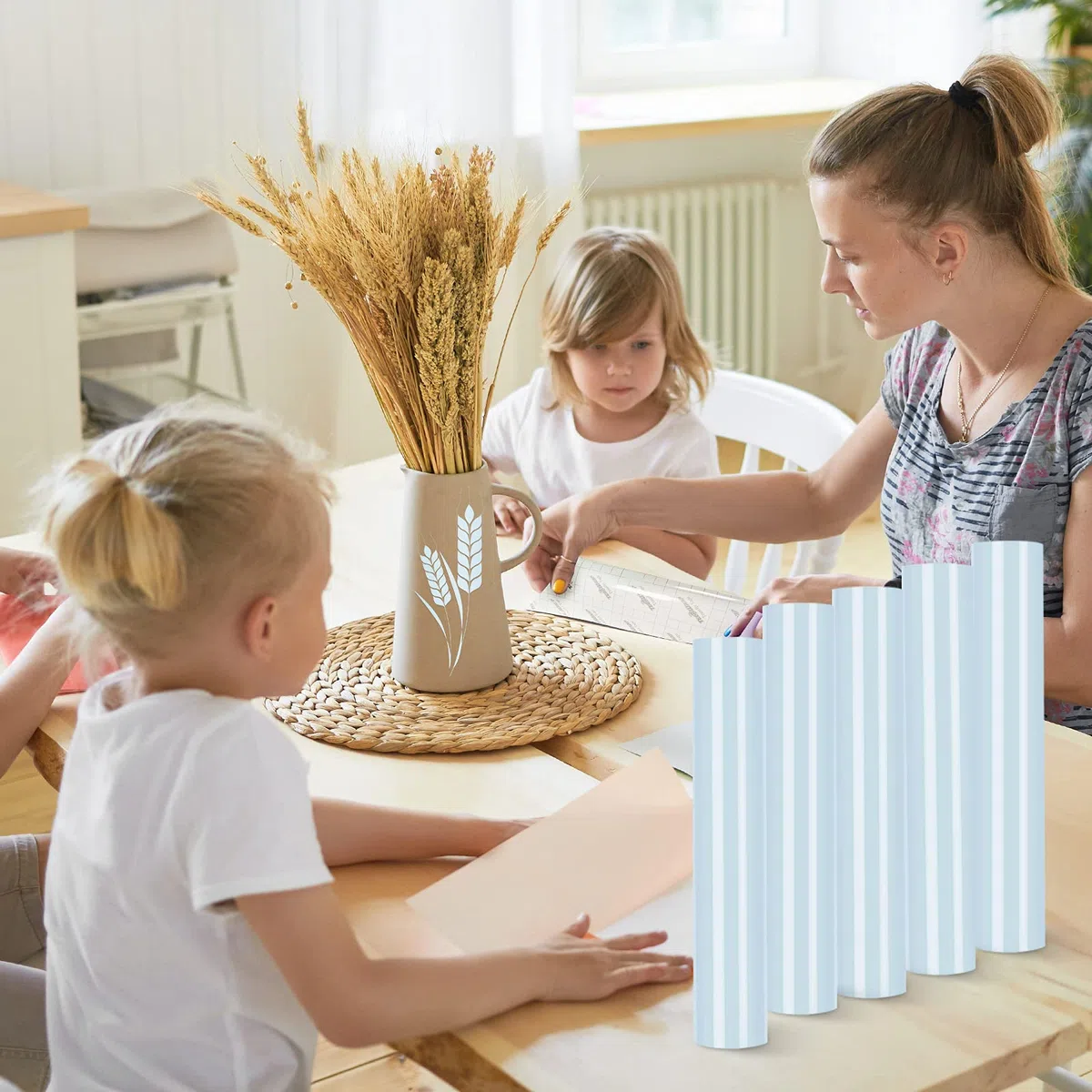TECKWRAP 001 Vinyl, glänzend, selbstklebend, für Bastelprojekte, 0,3 m x 1,5 m, Babyblau glänzend