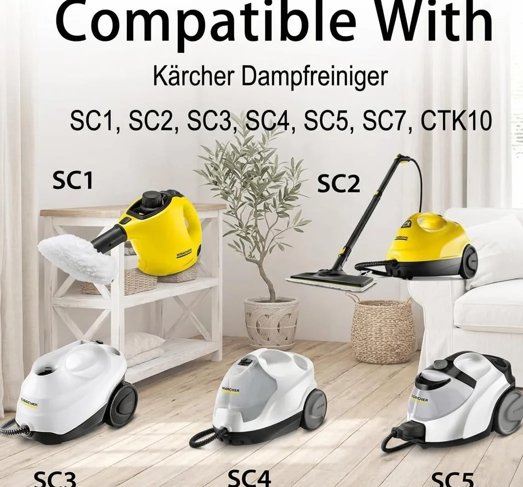 Dampfreiniger Fensteraufsatz für Kärcher SC1/ SC2/ SC3/ SC4/ SC5/ SC7/ CTK10/20, Dampfreiniger Fensterdüse Ersatz-Zubehör mit 2 Mikrofasertuch Set, Streifenfreie Reinigung von Glas, Fenstern