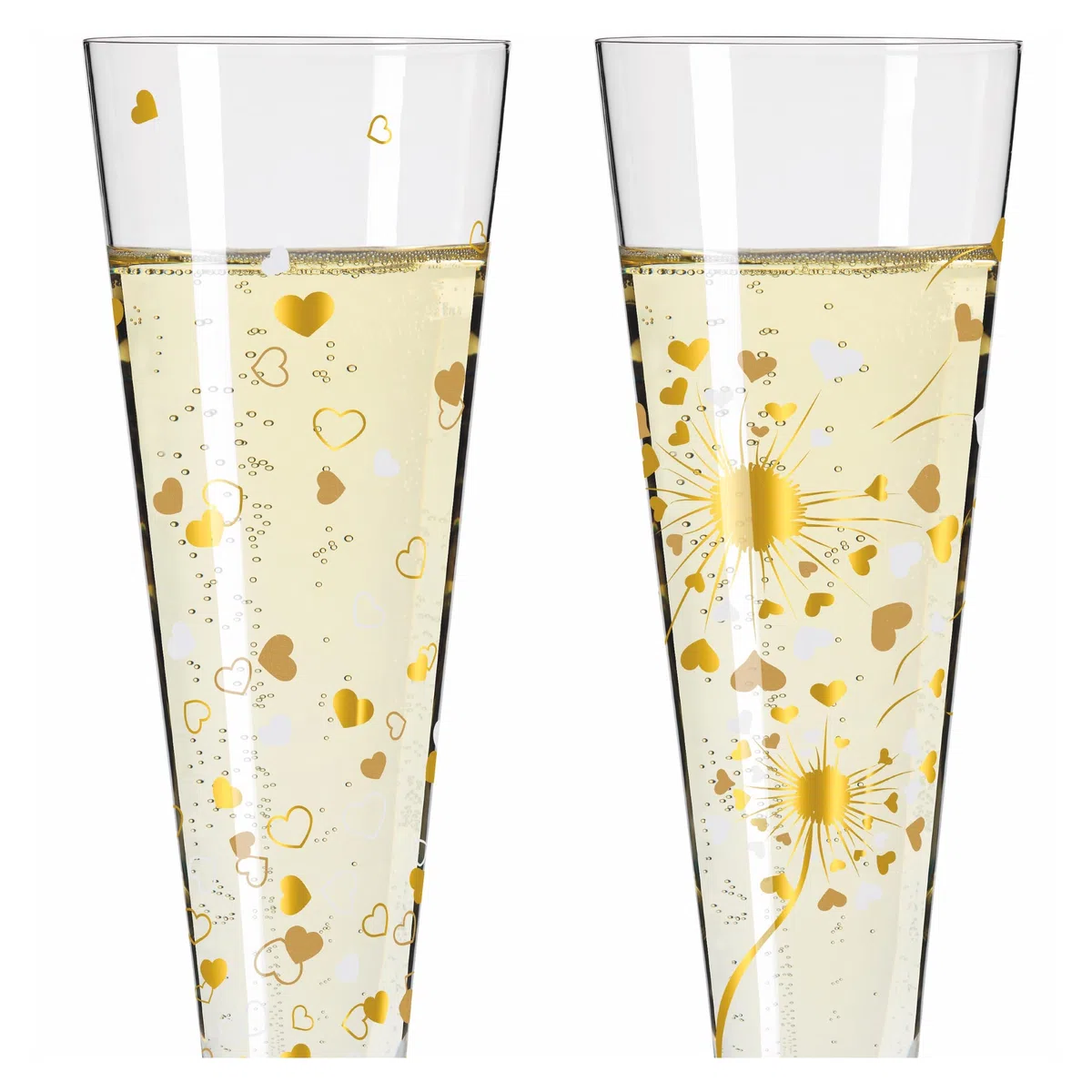 RITZENHOFF 6031007 Champagnerglas 200 ml - Serie Goldnacht 2er Set F24 - Designerstück mit Echt-Gold - Made in Germany