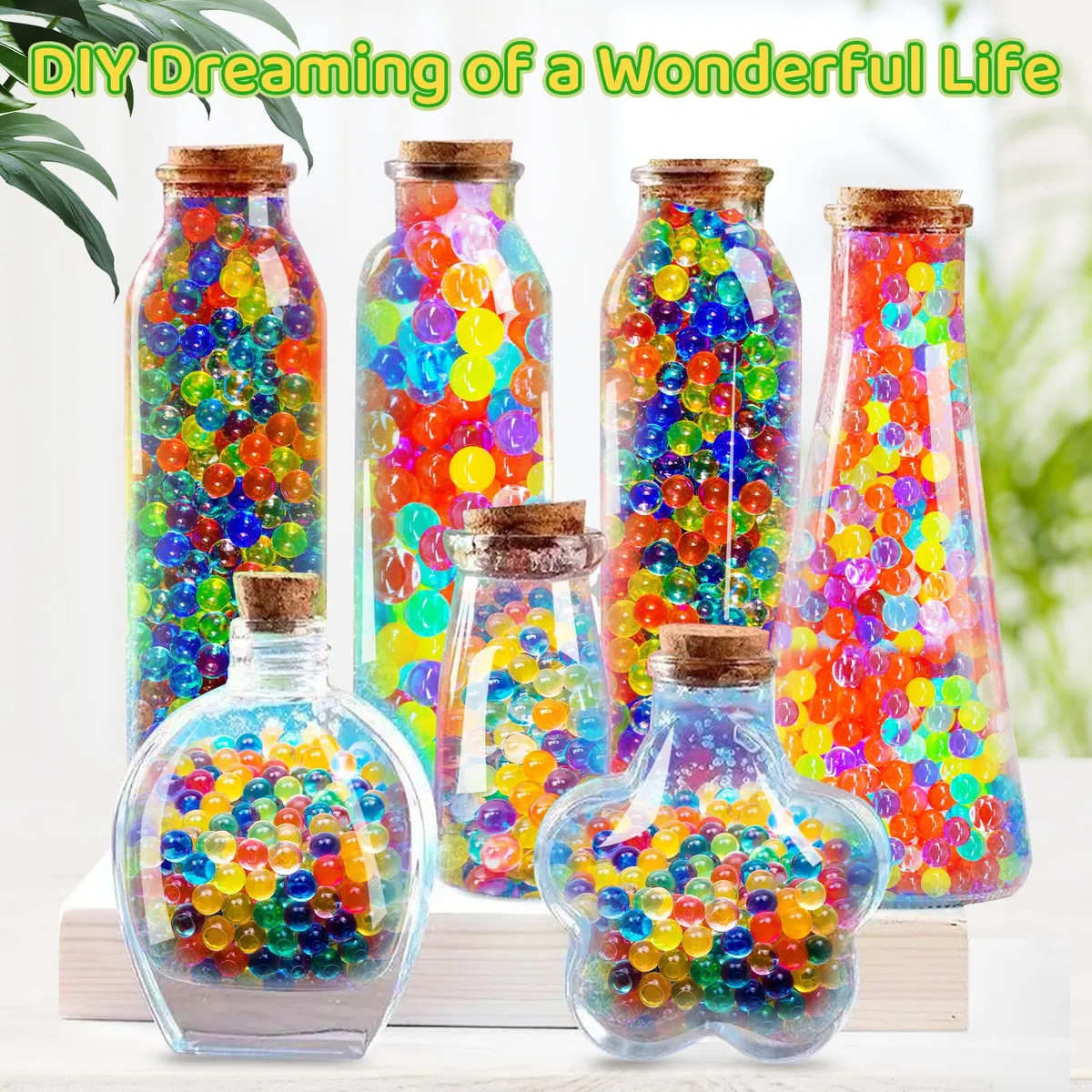 Wasserperlen 60000 Stücke, Water Beads Dekorativ & Farbenfroh, Wasser Perlen für Pflanzen, Vase Füllstoff, Blumen und Deko, Schwimmende Kerze Machen- Ungiftig & Biologisch Abbaubar