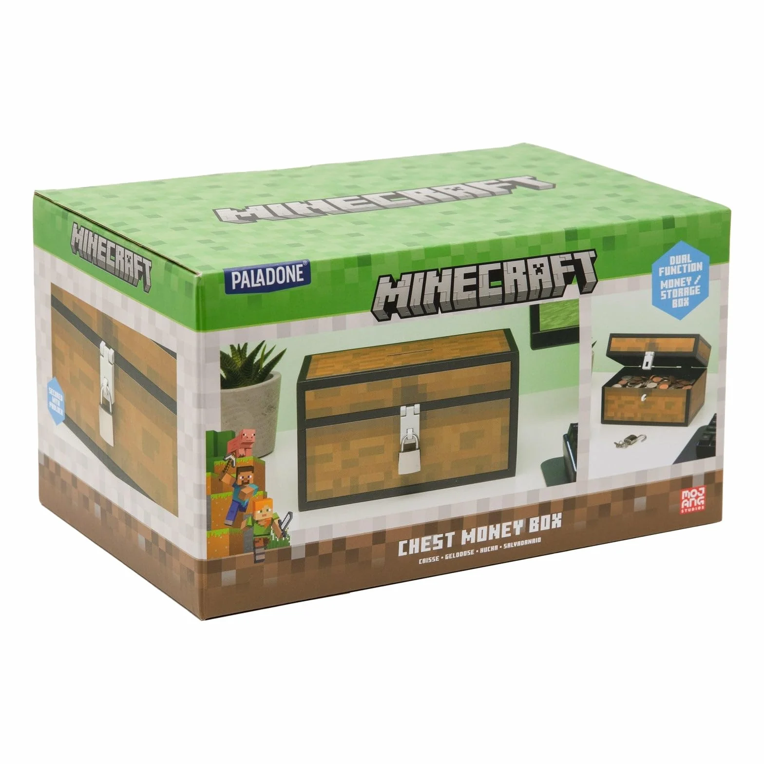 Paladone Minecraft Offiziell lizenzierte Truhe Spardose, Spielzimmer Dekor und Merchandise für Jungen und Mädchen, Sparschwein Geschenk Zubehör für Spielzimmer und Schlafzimmer