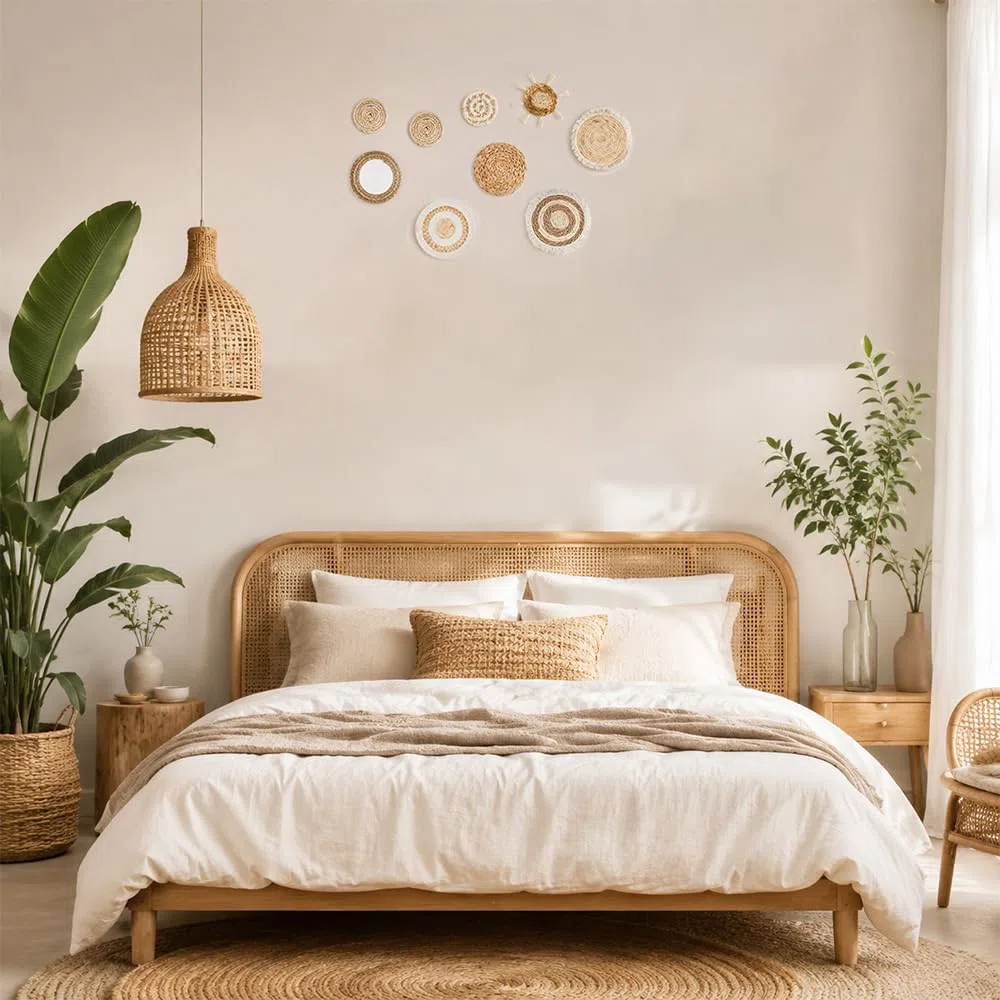 Rongxze Boho Wanddeko, 9 Stück, Gewebte Wandkörbe, Handgefertigt | Runde Wandkunst, Bauernhaus-Stil, Für Schlafzimmer, Wohnzimmer, Küche