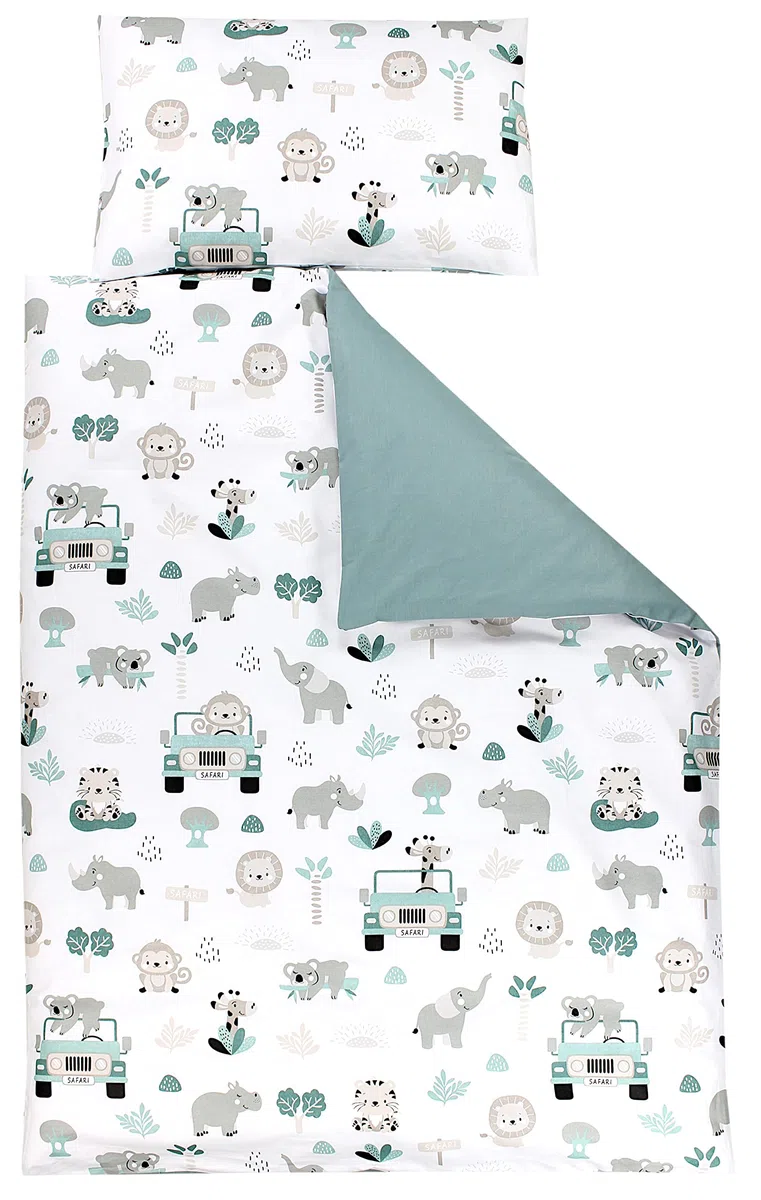 TupTam Kinder Bettwäsche Gemustert 2-Teilig Wendebettwäsche, Farbe: Zoo Grün, Größe: 135x100 cm