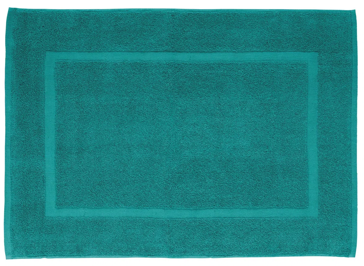WENKO Frottier Duschvorleger Paradise, saugfähige & Pflegeleichte Badematte, aus 100% Baumwolle, waschbar, 50 x 70 cm, Petrol