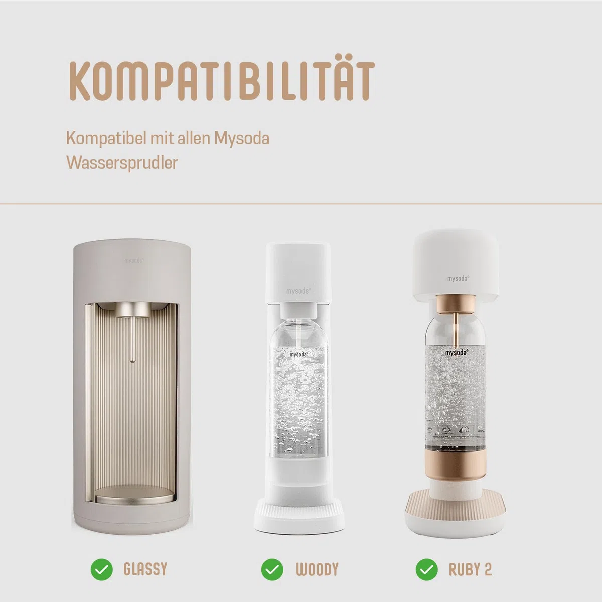 Mysoda: Hochwertiges und BPA-freies Premium 1 Liter Wasserflasche für Wassersprudler, Deckel und Boden aus rostfreiem Edelstahl - Kupfer