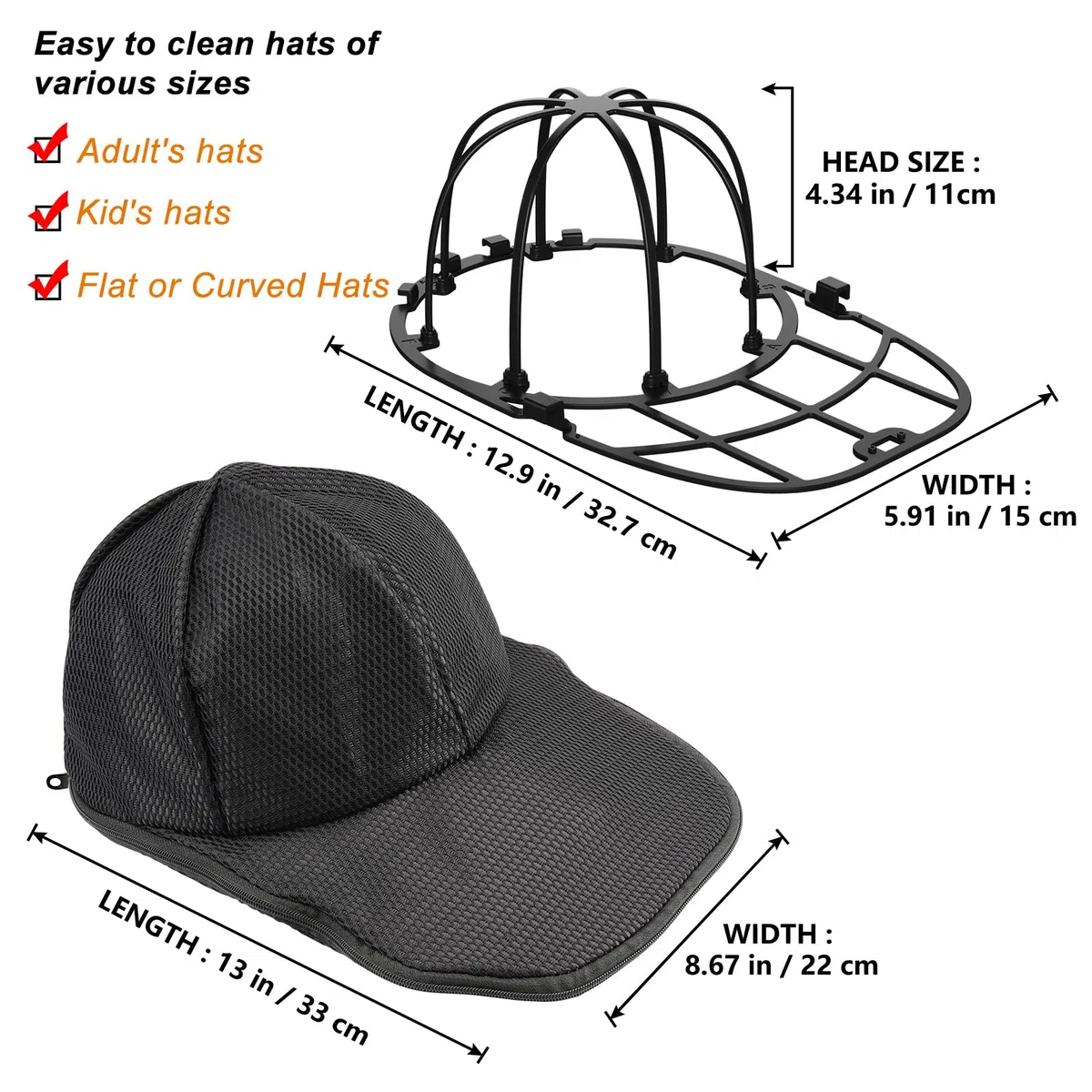 2 Stück Cap Waschmaschinen Form für Baseballkappen, Baseball Cap Waschen Form Hat Washer Cage Netz Spülmaschine Geschirrspüler, Hutwaschrahmen, Waschgestell Waschkäfig für Hut Reiniger