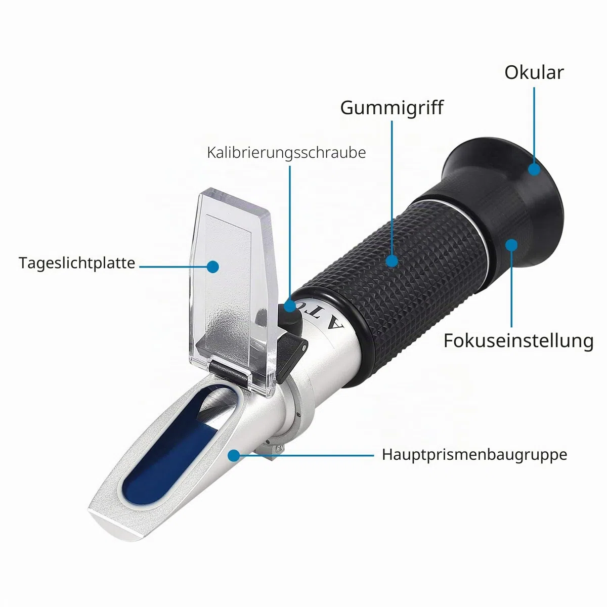 AUTOUTLET Refraktometer Brix Zucker 0-32% zuckergehalt messgerät mit ATC, Plastiktropfen, Reinigungstuch, hochpräzise Anzeige einstellbare Schärfe, Handrefraktometer für Honig Obstssaft Bier Marmelade