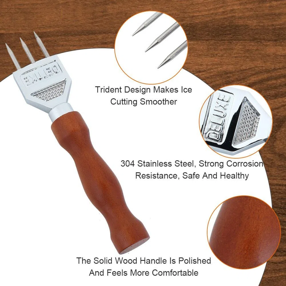 Edelstahl Eiszerkleinerer Mit Holzgriff, Eispickel Set Ice Crusher Tool Bar Breaking Ice Zubehör Brechen Eis Eishacker Küchenwerkzeug Entfernung Chipper Eisfischen Eiswerkzeug Cocktail Restaurant