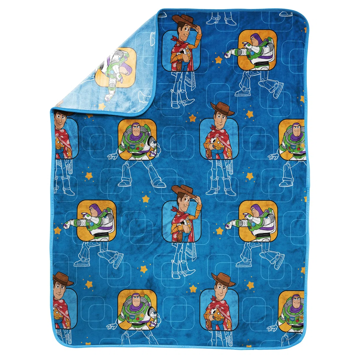 Jay Franco Kids Disney Buzz Lightyear und Woody Plüsch-Decke – 100 x 130 cm weiche & kuschelige Fleece-Decke für Schlafzimmer & Sofa-Dekoration, offiziell Lizenziertes Toy Story-Produkt, Blau