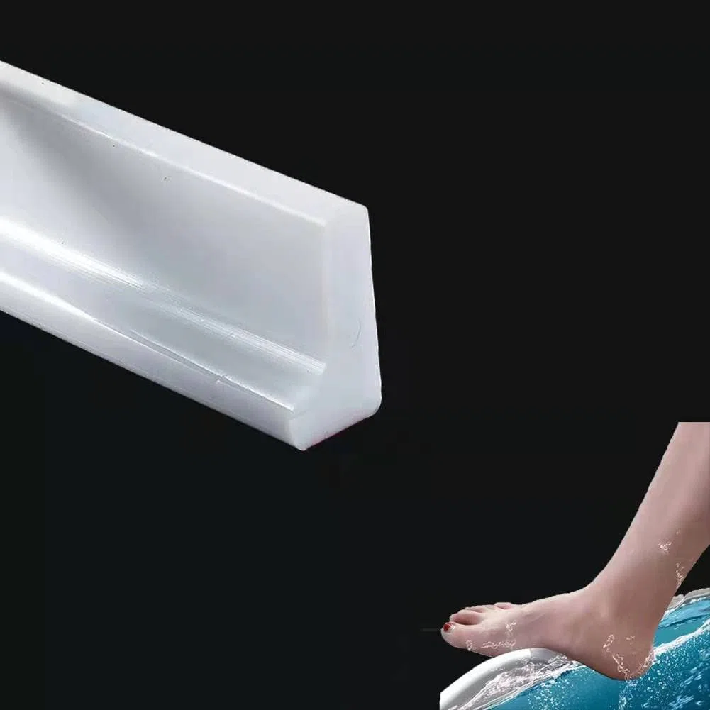 Zayejod 3 Meter Schwallschutzleiste Dusche Selbstklebend Badezimmer Wassersperre Duschwasserdamm-Dichtleiste Silikon Duschschwelle Wasserstopper Abschlussleiste für Bad,Toilette,Küche, Weiß