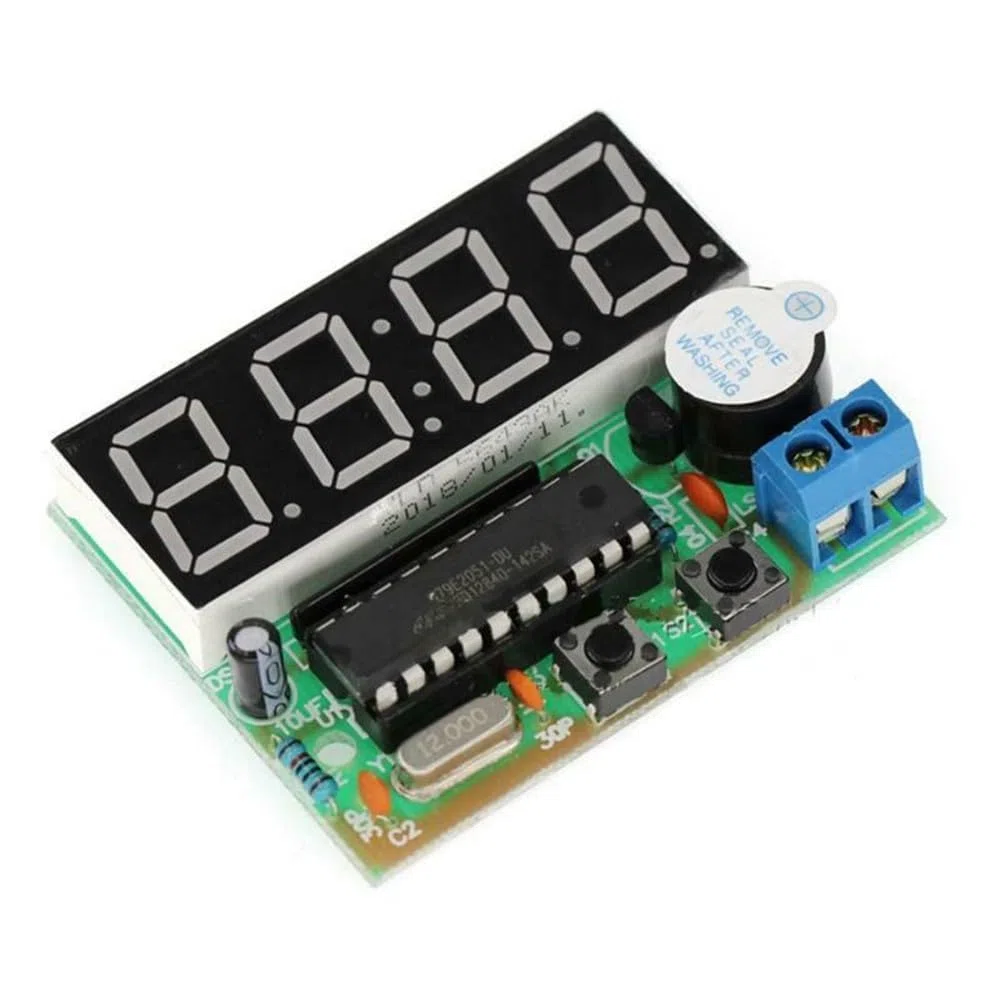 AT89C2051 4-Bit Digital Elektronische Uhr DIY Löten Kit, 0,56 Zoll rote LED-Anzeige, FR-4 PCB Übungsbrett für Fähigkeitstraining