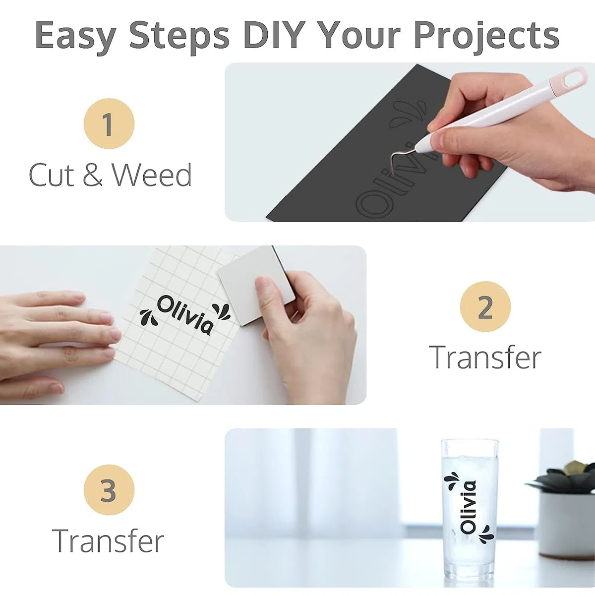 Smart Vinyl Permanent Cricut Joy Folie - 14cm*30.5cm Vinylfolie Plotter, Plotterfolie Vinyl Selbstklebend Set für Laptops, Telefone, Wände und mehr Transferfolie Plotterfolie 36 Stück