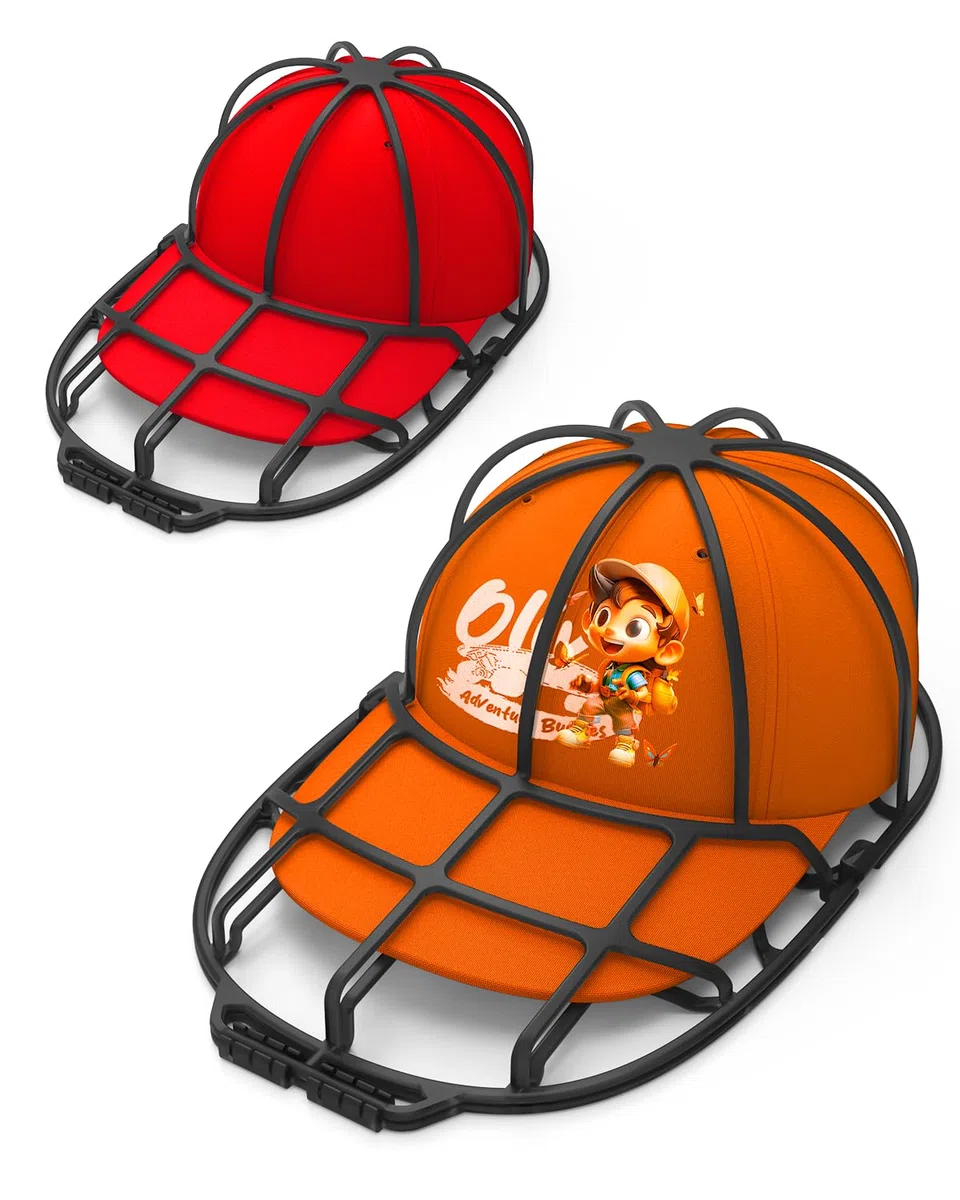 XQXA Cap Washer für Baseballmützen, gebogener Käfig-Reiniger, Shaper für Waschmaschine oder Geschirrspüler, Kunststoff, passend für Kinder und Erwachsene-2 Stück