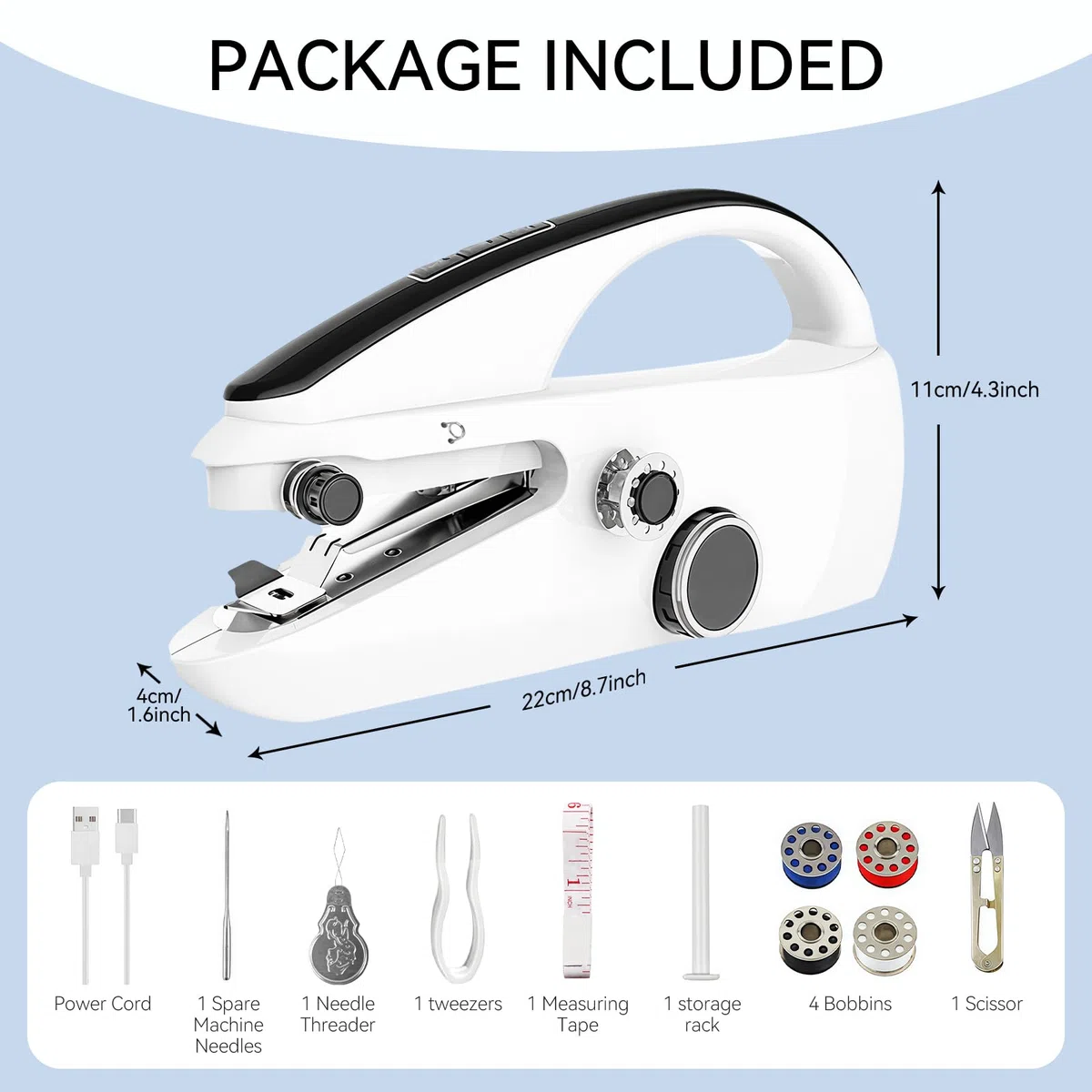 Handnähmaschine Elektrisch, Qoosea Mini Nähmaschine für Anfänger Schnell Nähen, Tragbare Mini Sewing Machine mit Nähzubehör Batterie- und USB-betrieben, Overlock Nähmaschine Klein Haus & Reise