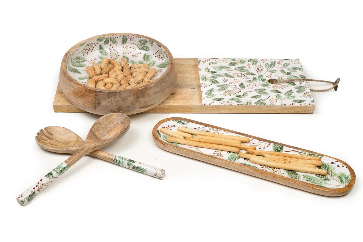BOWL MADERA LACADA HOJAS