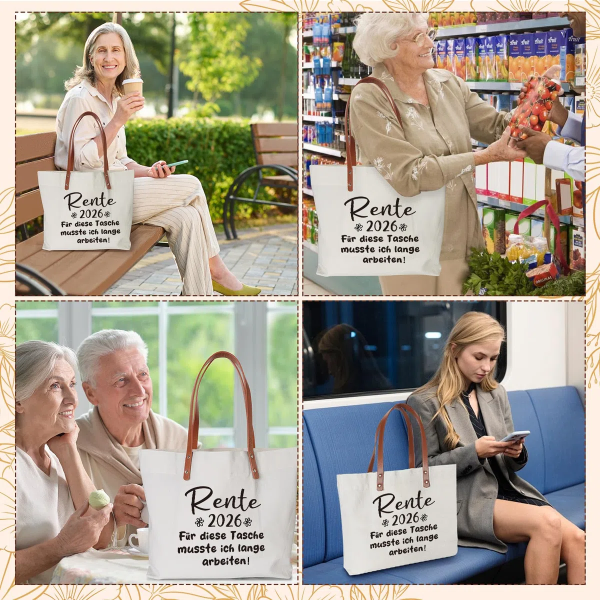 Rentner Tasche für Frau Mann, Geschenke zum Ruhestand, Tote Bag für Renteneintritt, Einkaufstasche als Ruhestandsgeschenk, Abschiedsgeschenk Rentner Tasche, Geschenke für Kollegin zum Ruhestand