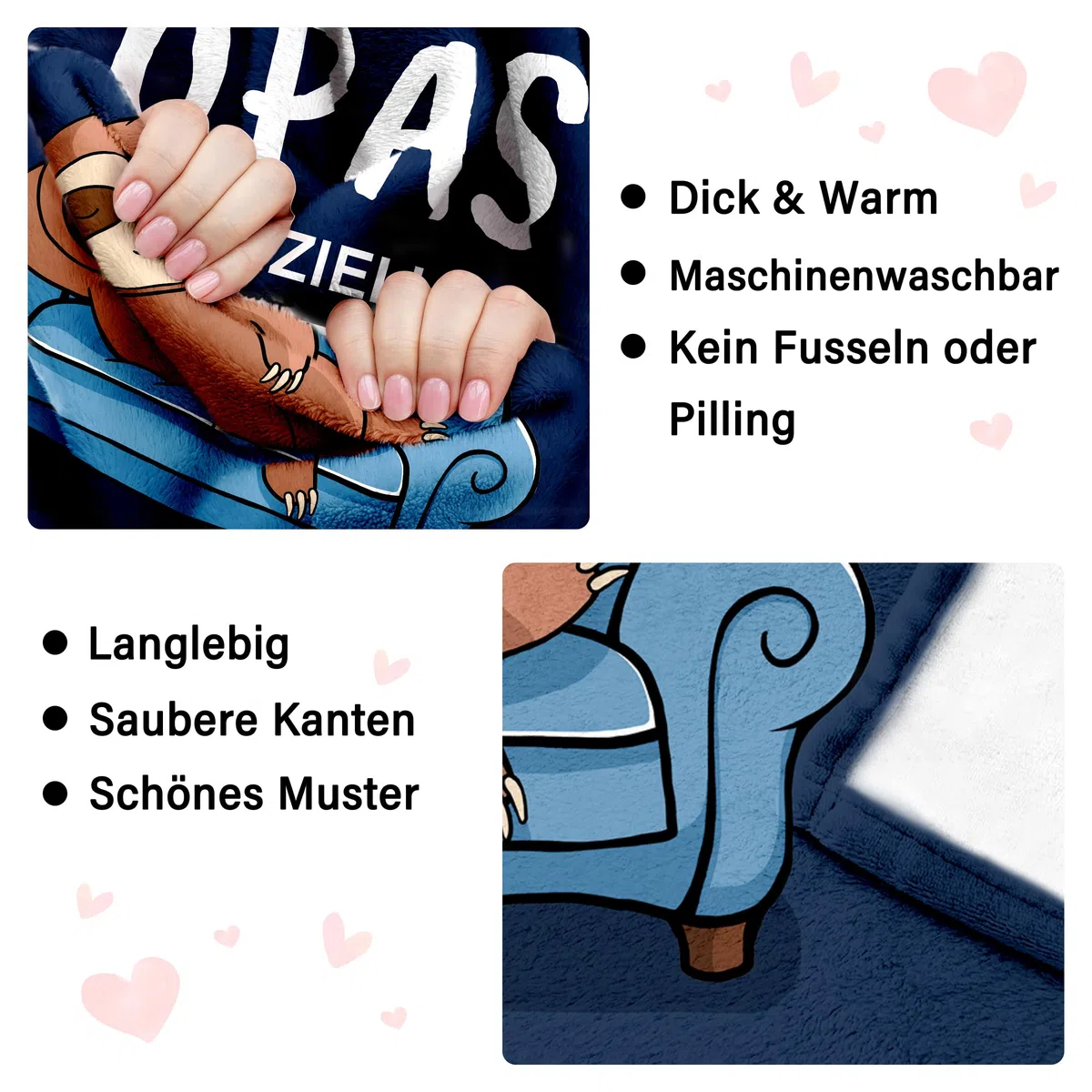 Opa Geschenk - Kuscheldecke Geschenke für Opa zum Geburtstag Vatertag Valentinstag Weihnachten, Geburtstagsgeschenk Ostergeschenk Vatertagsgeschenk