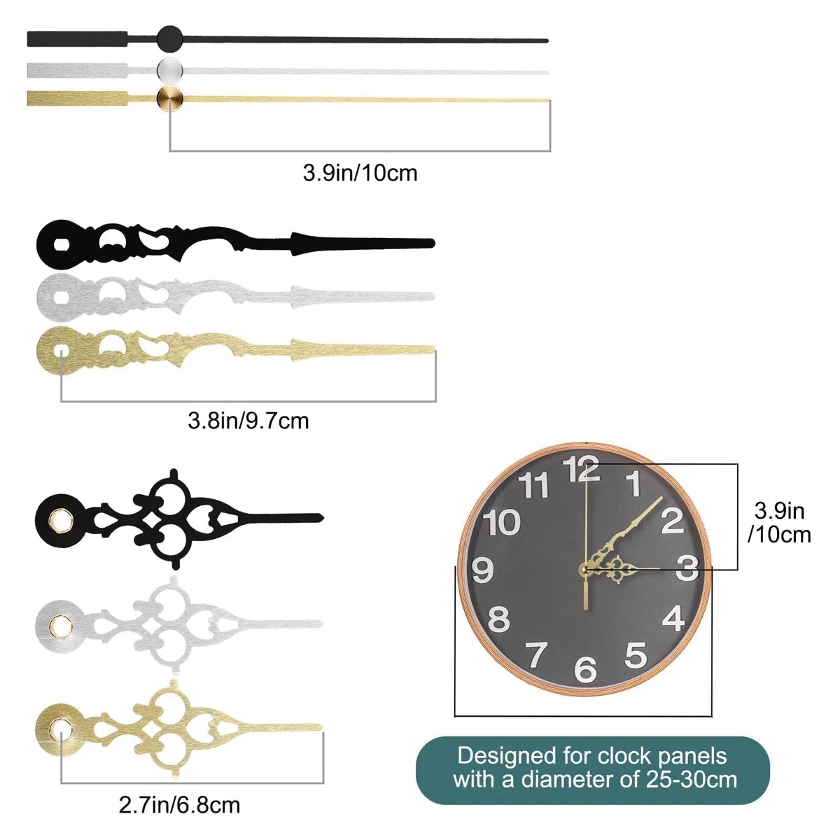 EEEKit Uhrwerk für Wanduhr, 3 Stück Quarz Hochdrehmoment Uhrwerke zum Selbsteinbau, 22mm Welle Uhrwerk mit 3 Sätzen Zeigern für Uhrenreparatur