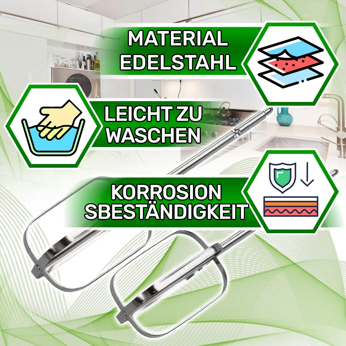 ONIX TECH 2 Stück Rührbesen für Handmixer mit dem Originalcode KW717421 für Kenwood - Garantie 5 Jahre