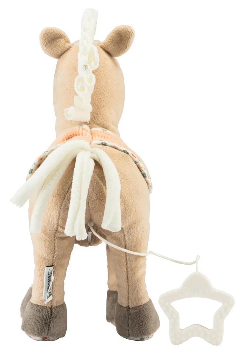 Sterntaler Spieluhr M Pferd Sunny - Baby Spieluhr aus weichem Stoff - Kuscheltier Baby mit Kordsattel - Einschlafhilfe, wirkt beruhigend zuhause & unterwegs, lichtbeige