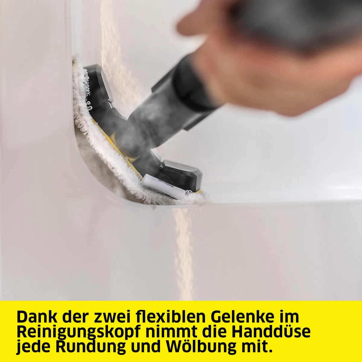 Kärcher Flexibles Handdüsenset mit flexibler Handdüse und passendem Feinstfasertuch für die effektive Reinigung gerader und gewölbter Flächen, Original-Zubehör für die Kärcher Dampfreiniger