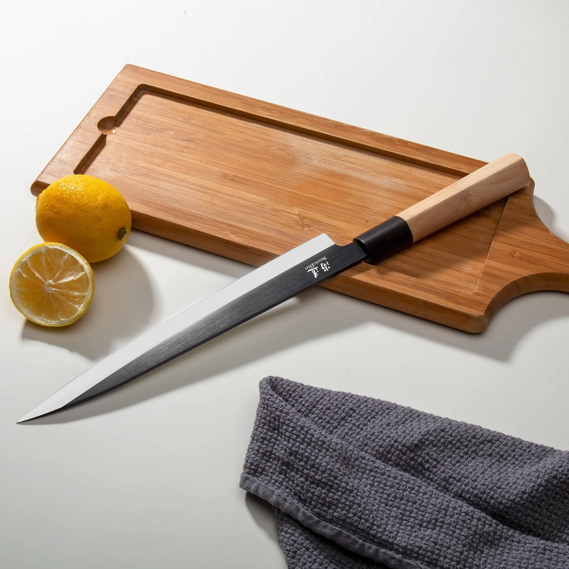 SHANGDAO Sashimi-Sushi-Messer 25 cm – Fleischschneidemesser und Yanagiba-Messer, Fischfiletieren und -schneiden – deutscher Stahl und traditioneller Holzgriff, Geschenkbox