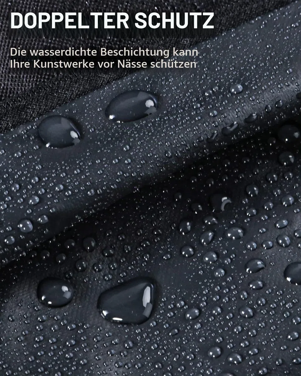 Nicpro Leichte Kunst Portfolio Tasche, Schwarze Leinwand Zeichenbrett Tasche mit Abnehmbarem Schultergurt, Zeichentasche für Kunstwerke, Poster, Skizzieren und Zeichnen