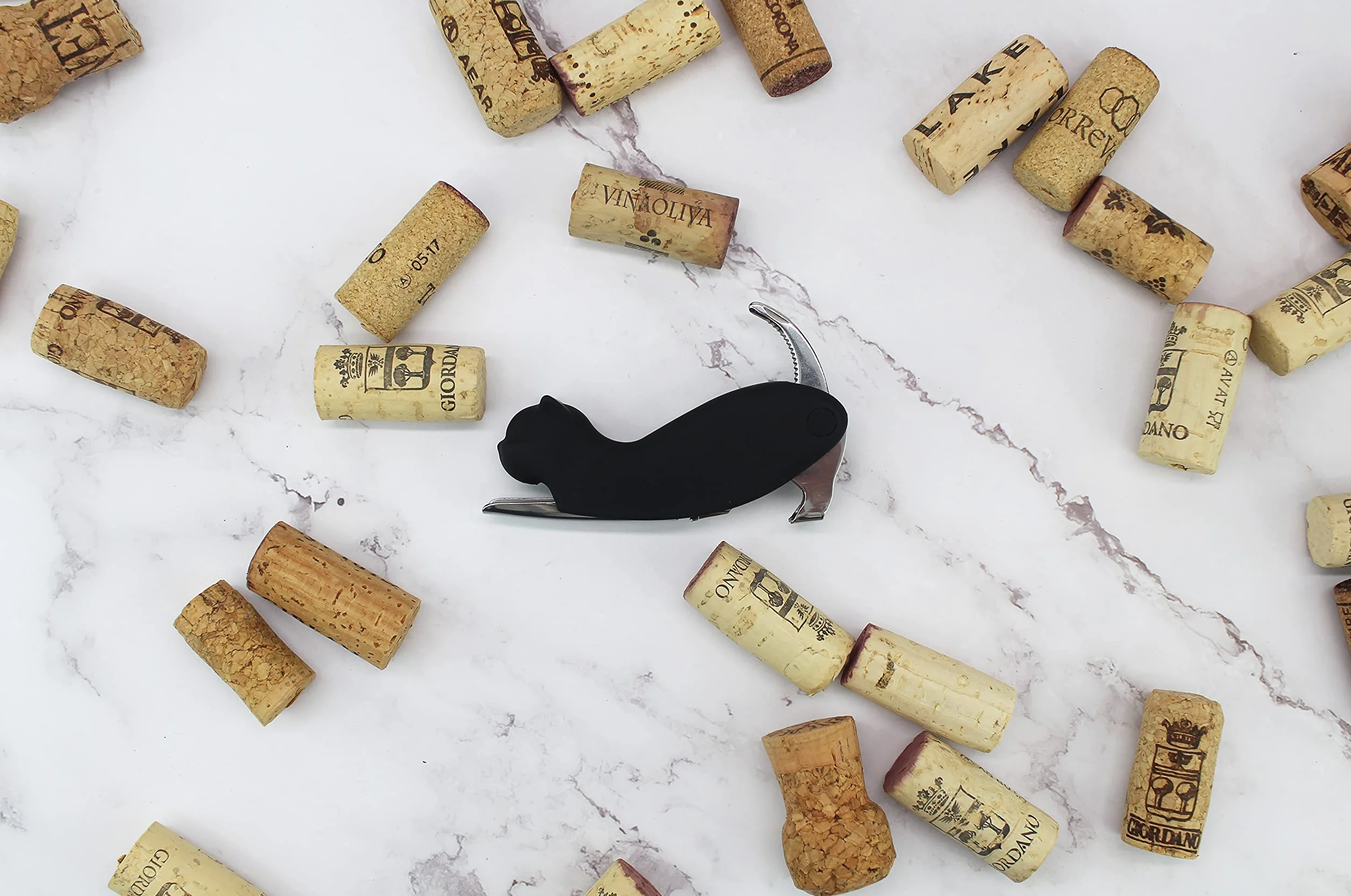 Winkee - Miau Kellnermesser | Stylisches Kellnermesser | Wein-Flaschenöffner mit Folienschneider | Korkenzieher Wein Katze | Corkscrew-wine opener cat