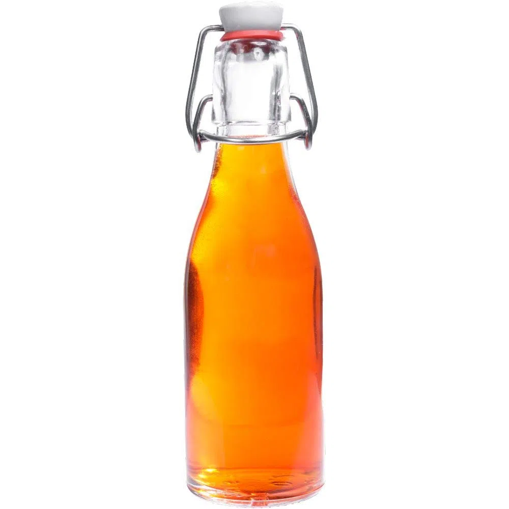 mikken 4 Glasflaschen mit Bügelverschluss 200 ml zum befüllen inkl. einem Einfülltrichter
