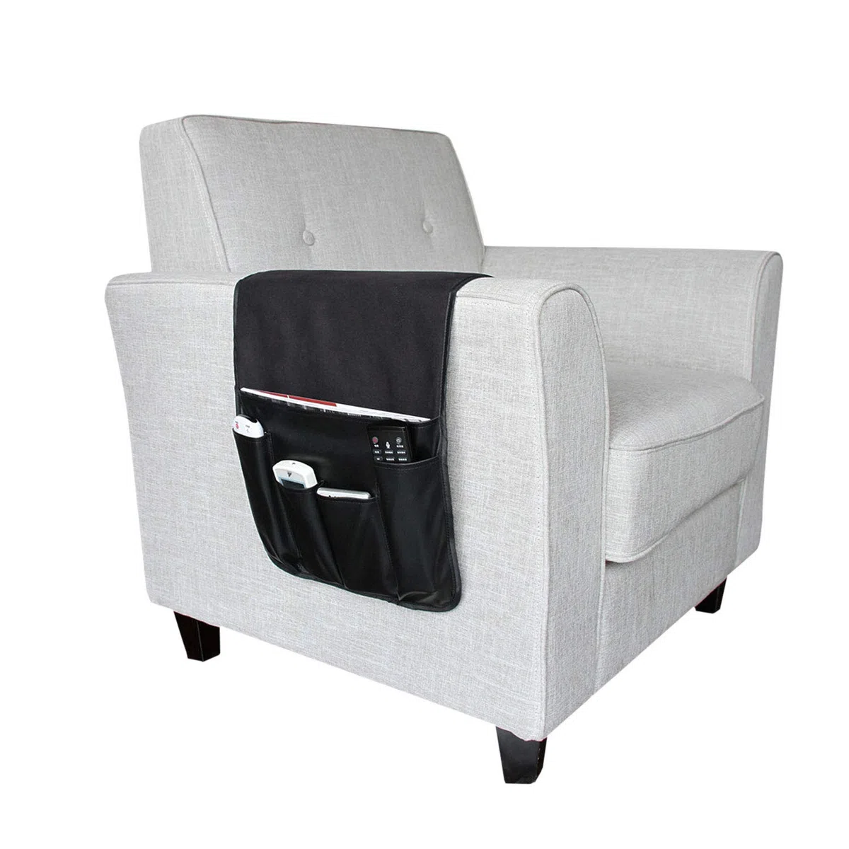 Sofa Armlehnen Organizer aus Leder und Samt Platzsparender Rutschfest für Couch oder Sessel Bett Storage Tasche TV Fernbedienung Halterung Leicht zur Reiningung für Handy Buch Zeitschriften Bleistift