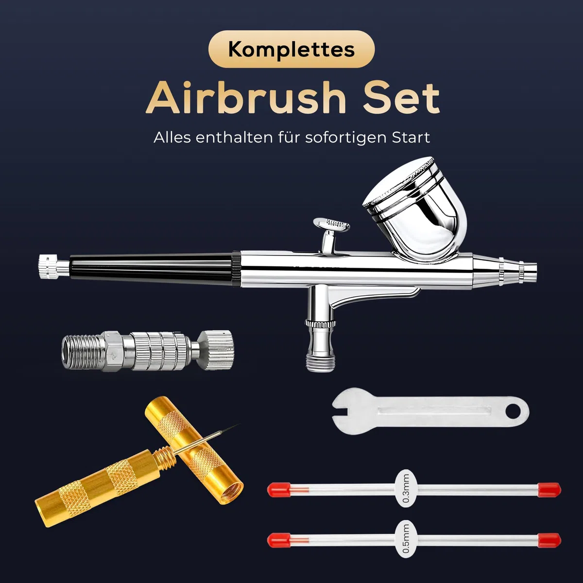 AG-230S Airbrush Pistole Double-Action-Funktion Airbrush-Set Pistole, Düse & Nadel, Komplettset für Profis & Anfänger Ideal für Modellbau, Nailart, Tattoo, Kuchen Dekoration & DIY-Projekte