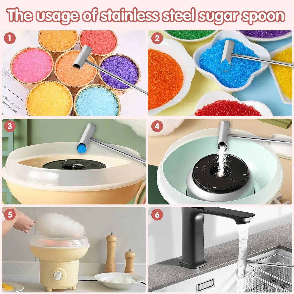 Zuckerwatte Schaufel, 31,5cm/12,4 Zoll Zuckerlöffel Eibisch Maschine für Zuckerwattemaschine, Edelstahl Zuckerlöffel mit Langem Griff, Marshmallow Maschinen Ersatzteile